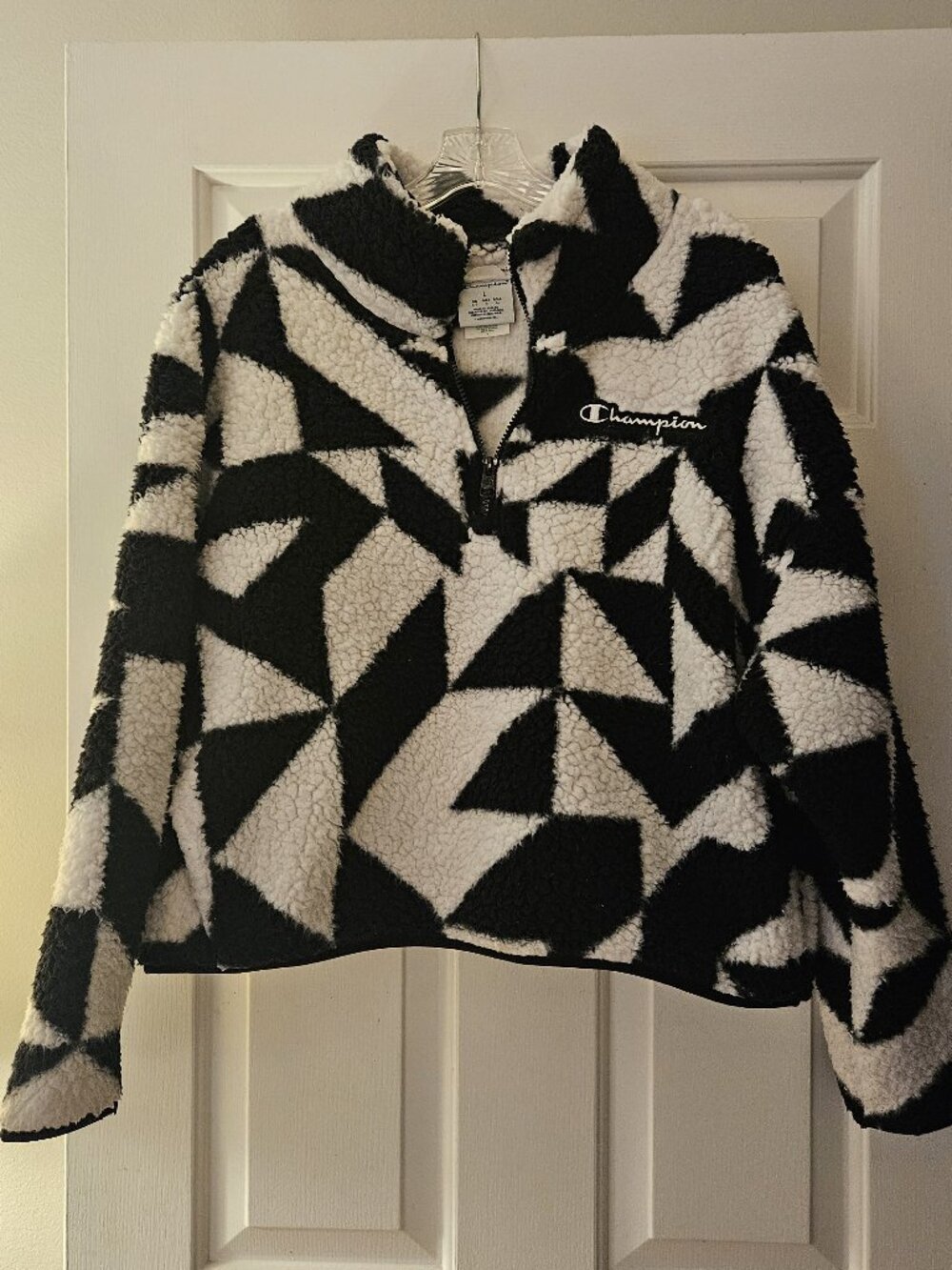 Champion black/white print fleece pullover